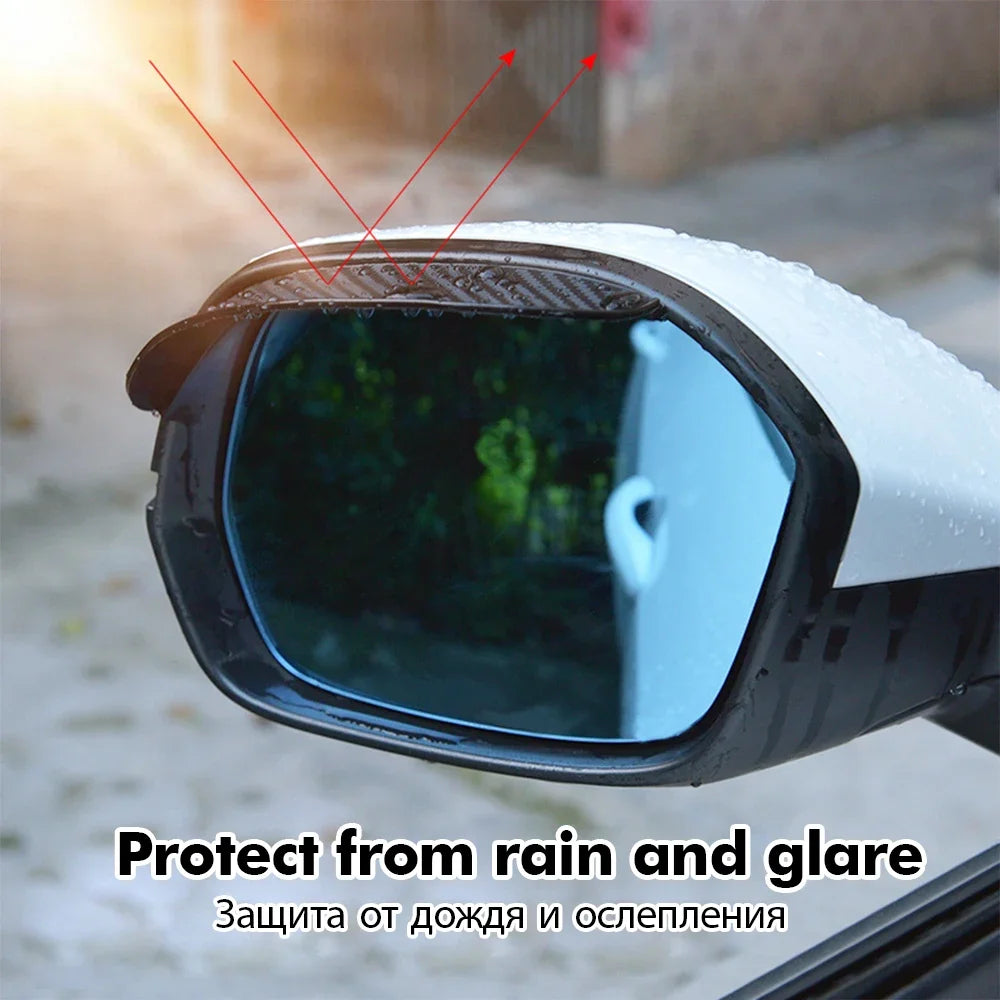 2PCS Carbon Fibre Rear-view Mirror Rain Eyebrow