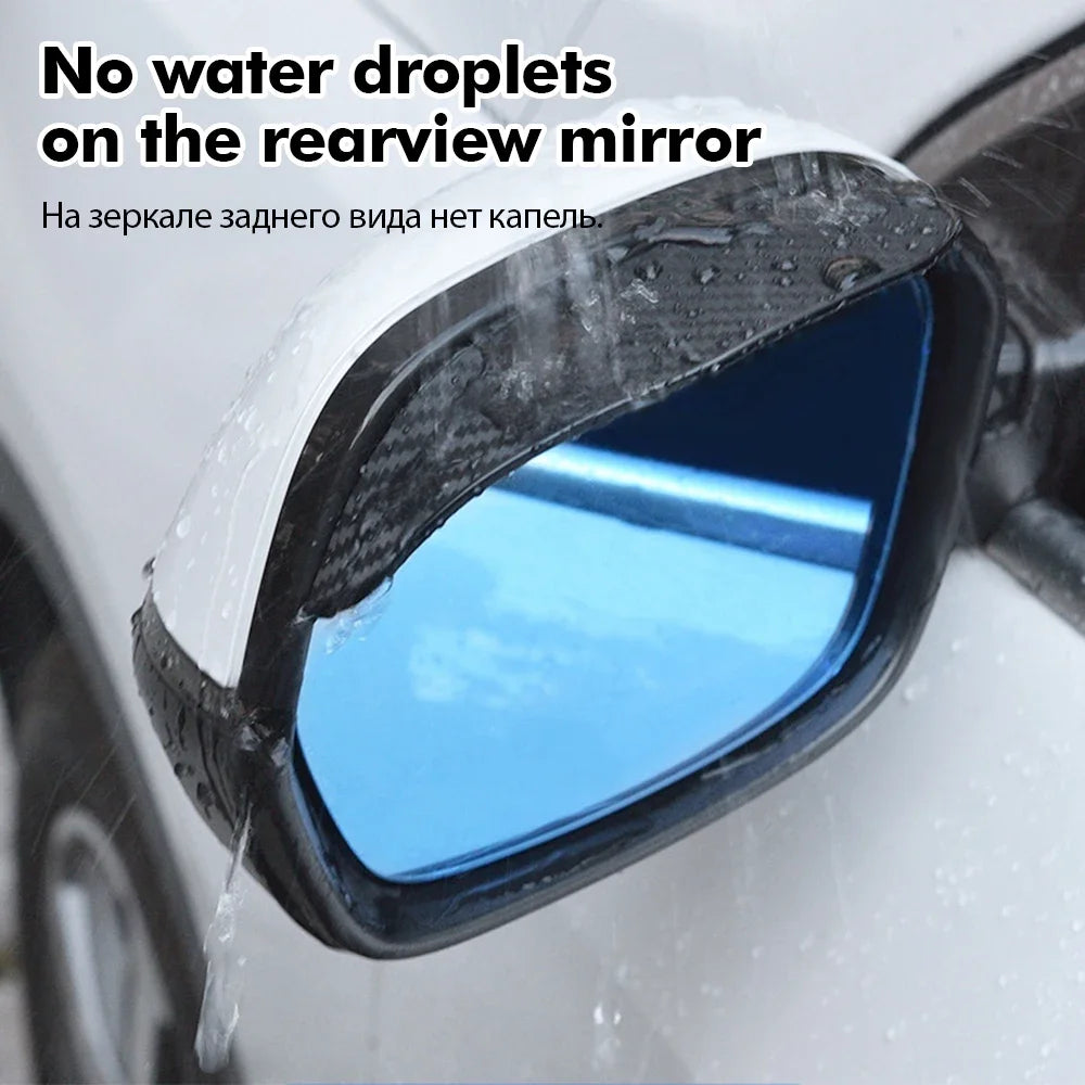 2PCS Carbon Fibre Rear-view Mirror Rain Eyebrow