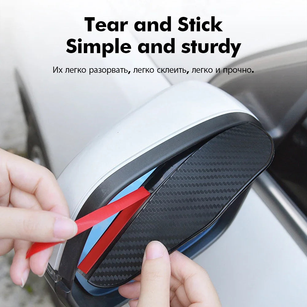 2PCS Carbon Fibre Rear-view Mirror Rain Eyebrow