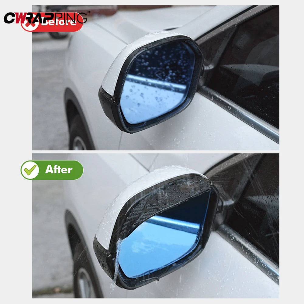 2PCS Carbon Fibre Rear-view Mirror Rain Eyebrow
