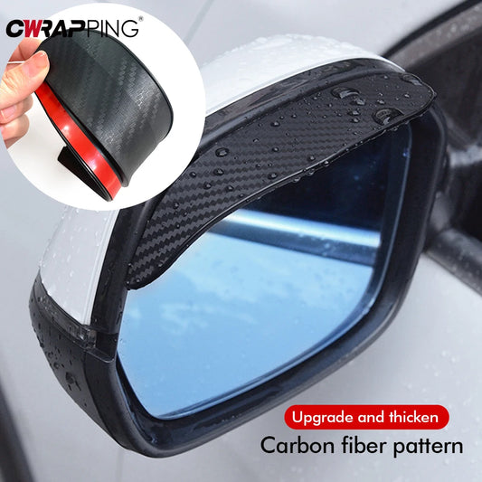 2PCS Carbon Fibre Rear-view Mirror Rain Eyebrow